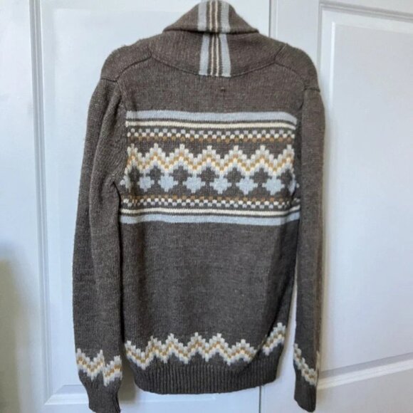 Homini Emerito Wool Blend Shawl Collar Nordic Fair Isle Sweater - Picture 3 of 4